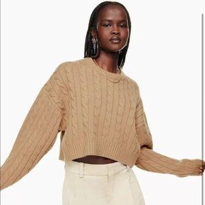 Aritzia Sunday Best Peggy Tan Cable Knit Cropped Sweater Women's Medium M